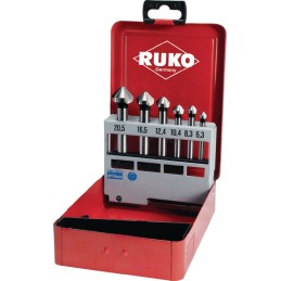Jeu d'embouts à chanfreiner DIN 335 C 6 pièces coffret en métal RUKO