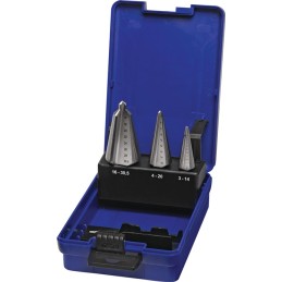Jeu de forets à tôle 3 pièces coffret en plastique PROMAT