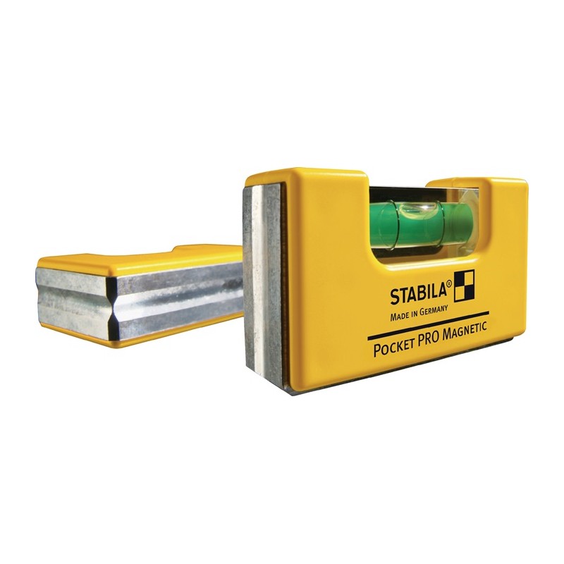 Niveau à bulles Pocket PRO Magnetic 7,2 cm aluminium jaune ± 1 mm/m avec aimant STABILA Niveau à bulles Pocket PRO Magnetic 7,2 cm aluminium jaune ± 1 mm/m avec aimant STABILA