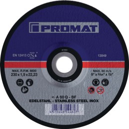 Disque à tronçonner INOX D115x1,5 mm droit INOX perçage 22,23 mm PROMAT