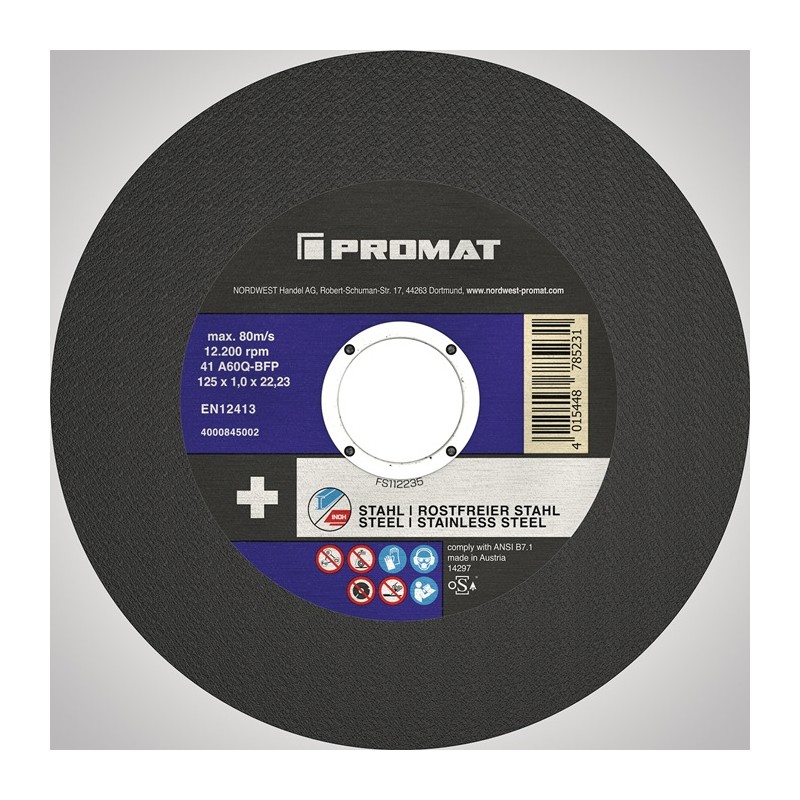 Disque à tronçonner INOX/acier PROMAT Disque à tronçonner INOX/acier PROMAT