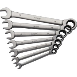 Jeu de clés mixtes à cliquet 7 pcs. ouverture de clés 8-19 mm droit NOW
