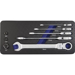 Jeu de clés mixtes à cliquet 8 pcs. ouverture de clés 8-19 mm côté anneau flexible PROMAT