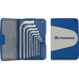 Jeu de clés mâles coudées 9 pcs. boîte pliante SW 1,5-10 mm court acier S2 PROMAT
