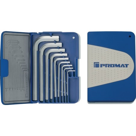 Jeu de clés mâles coudées 9 pcs. boîte pliante SW 1,5-10 mm court acier S2 PROMAT