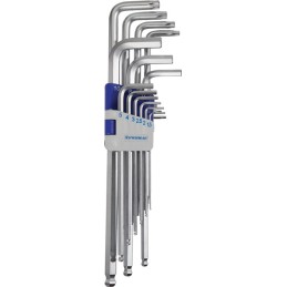 Jeu de clés mâles coudées 18 pcs. support en plastique Ouv. 1,5 - 10 mm - T10 - T50 Acier universel S2 long PROMAT