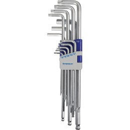 Jeu de clés mâles coudées 18 pcs. support en plastique Ouv. 1,5 - 10 mm - T10 - T50 Acier universel S2 long PROMAT