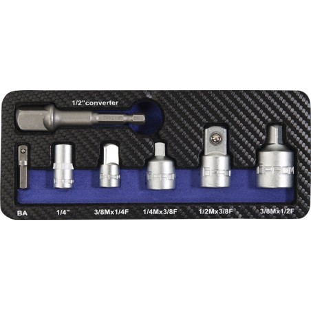 Set d'adaptateurs 7 pièces 1/4-1/2 po. incl. support de machine PROMAT