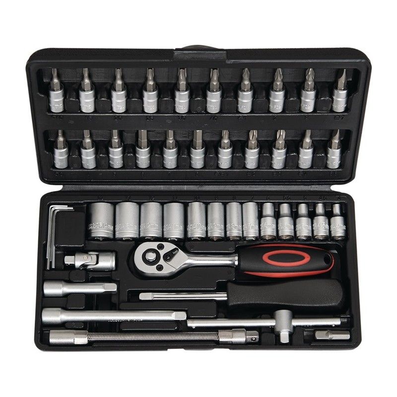 Jeu de clés à douille 45 pièces 1/4 po. ouverture de clé 4-14 mm nombre de dents 72 6 pans NOW Jeu de clés à douille 45 pièces 1/4 po. ouverture de clé 4-14 mm nombre de dents 72 6 pans NOW