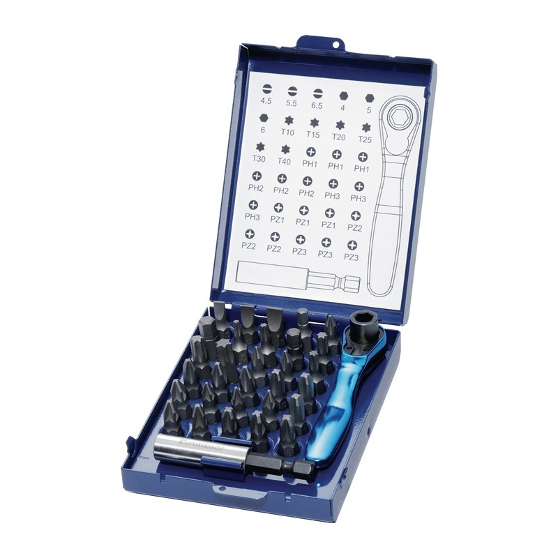 Assortiment d'embouts 32 pièces fente/PH/PZD/T/6 pans/cliquets à embout PROMAT Assortiment d'embouts 32 pièces fente/PH/PZD/T/6 pans/cliquets à embout PROMAT
