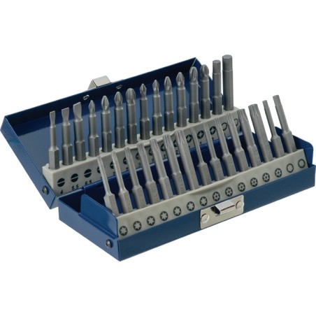 Assortiment d'embouts 30 pièces fente/PH/PZD/TX/TX-BO/6 pans PROMAT