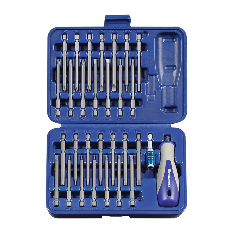 Assortiment d'embouts 30 pièces fente/PH/PZD/TX-BO/6 pans PROMAT Assortiment d'embouts 30 pièces fente/PH/PZD/TX-BO/6 pans PROMAT