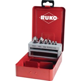 Jeu d'embouts à chanfreiner 7 pièces taille 6,3-20,5 mm 90 degr. HSS Coffret en métal RUKO