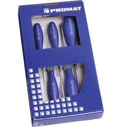Jeu de tournevis 5 pièces fente poignée 3 composants lame ronde PROMAT