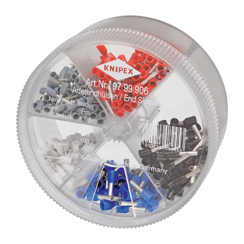 Boîte d'embouts de câble 400 pièces 0,5-2,5 mm² boîte en plastique KNIPEX Boîte d'embouts de câble 400 pièces 0,5-2,5 mm² boîte en plastique KNIPEX