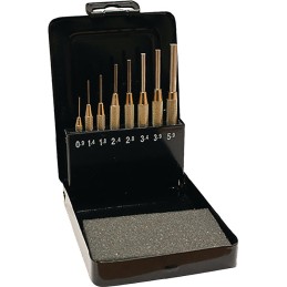 Jeu de chasse-goupilles 8 pièces 0,9-5,9 avec douille de guidage Coffret en métal PROMAT