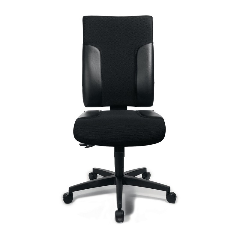 Chaise de bureau pivotante avec mécanisme synchrone noir/noir 420-540 mm sans accoudoirs capacité charge 110 kg TOPSTAR Chaise de bureau pivotante avec mécanisme synchrone noir/noir 420-540 mm sans accoudoirs capacité charge 110 kg TOPSTAR
