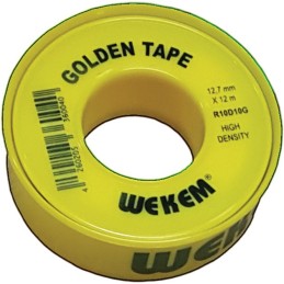 Ruban détanchéité en PTFE Golden Tape L12 m l12,7 mm D0,1 mm jaune 100 g/m² bobine WEKEM