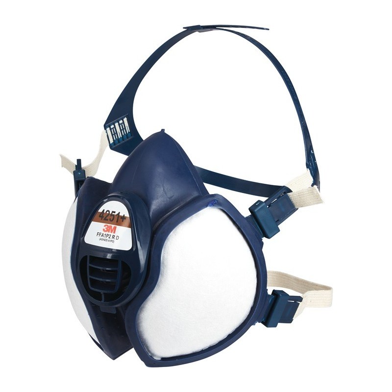 Masque contre les solvants avec sangles de tête 4 points d’accroche 3M Masque contre les solvants avec sangles de tête 4 points d’accroche 3M