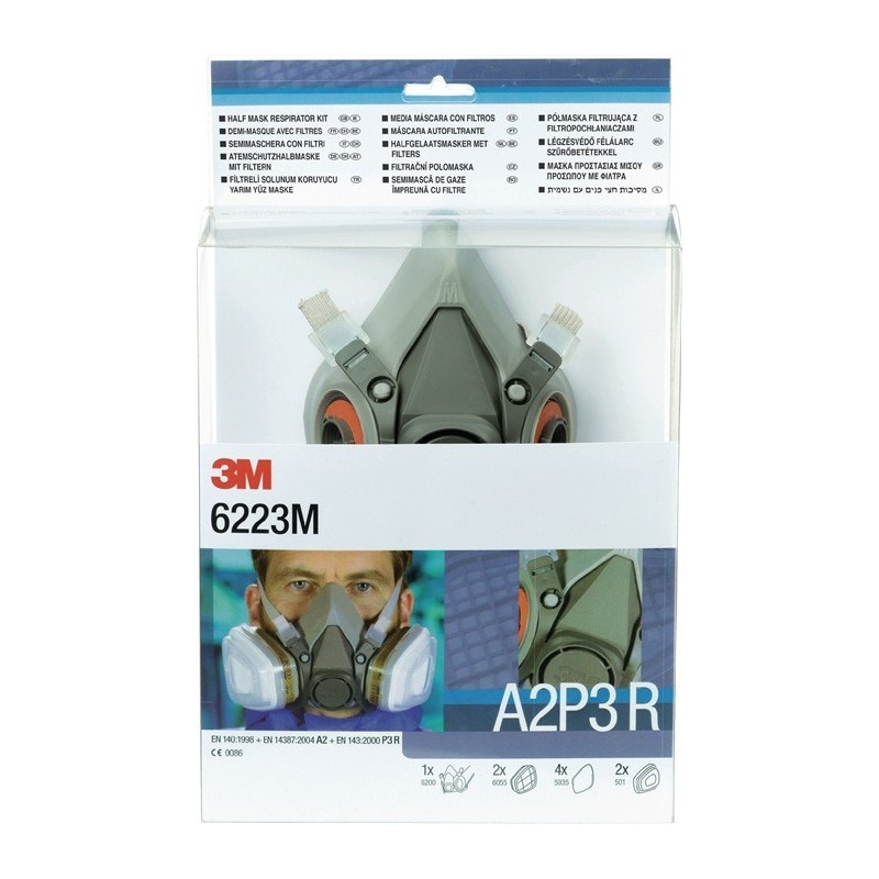Set de demi-masques protect.respirat. 6223 – SET – A2P3R EN 140 avec filtre M 1 pce/UE 3M Set de demi-masques protect.respirat. 6223 – SET – A2P3R EN 140 avec filtre M 1 pce/UE 3M