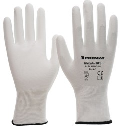 Gants Whitestar NPU taille 10 (XXL) blanc nylon avec polyuréthane EN 388 cat. II  PROMAT