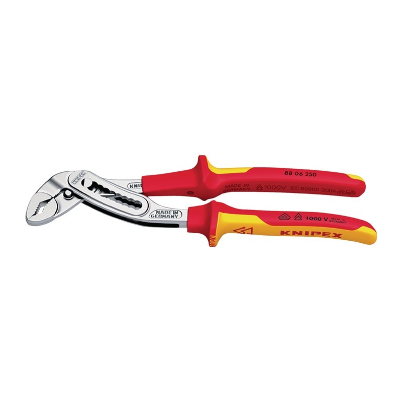Pince multiprises KNIPEX Alligator® longueur 250 mm envergure 46 mm chromé VDE gaines multicomposant KNIPEX Pince multiprises KNIPEX Alligator® longueur 250 mm envergure 46 mm chromé VDE gaines multicomposant KNIPEX