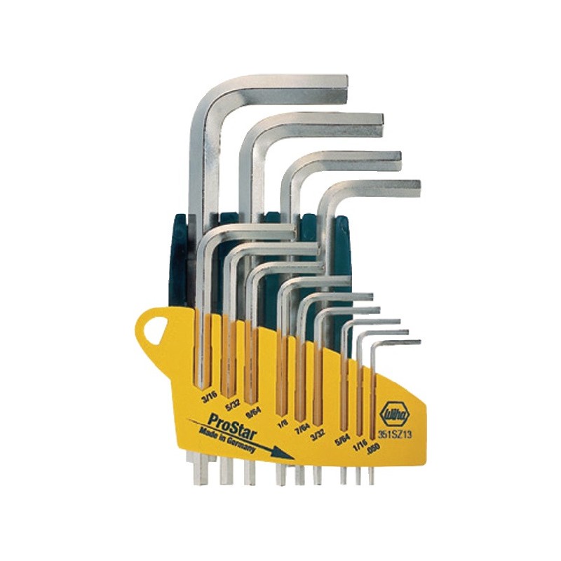 Jeu de clés mâles coudées 351 SZ13 13 pcs. support Pro-Star SW 0,05 po. (1,27 mm)- 3/8 po. (9,53 mm) court acier CV WIHA Jeu de clés mâles coudées 351 SZ13 13 pcs. support Pro-Star SW 0,05 po. (1,27 mm)- 3/8 po. (9,53 mm) court acier CV WIHA