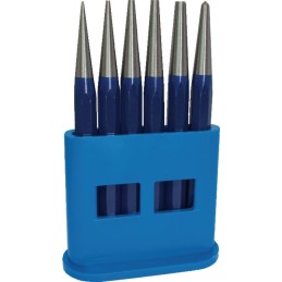 Jeu de chasse-pointes 6 pièces 1-2-3-4-5 +D. pointeau 4 mm Récipient en plastique PROMAT