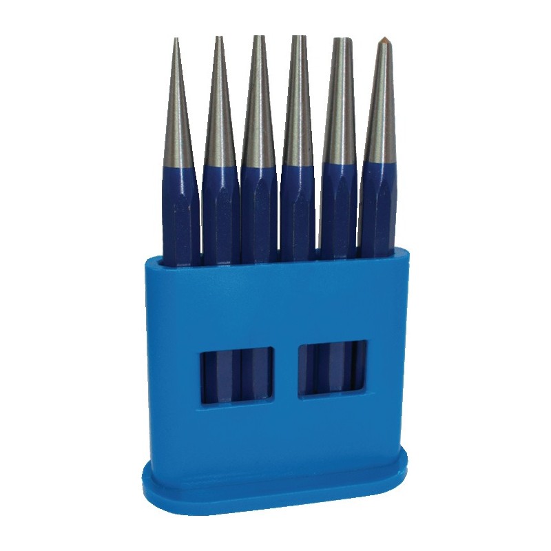Jeu de chasse-pointes 6 pièces 1-2-3-4-5 +D. pointeau 4 mm Récipient en plastique PROMAT Jeu de chasse-pointes 6 pièces 1-2-3-4-5 +D. pointeau 4 mm Récipient en plastique PROMAT