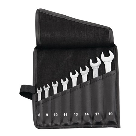 Jeu de clés mixtes  8 pces ouv. de clé 8-19 mm forme A CV-acier en pochettes pliable  PROMAT