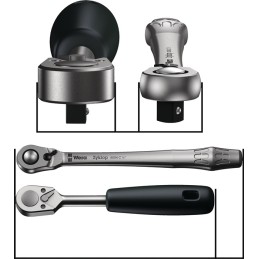 Cliquet réversible Zyklop Metal push 3/8 po. 76 dents longueur 222 mm avec carré traversant imperdable WERA