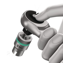 Cliquet réversible Zyklop Metal push 3/8 po. 76 dents longueur 222 mm avec carré traversant imperdable WERA