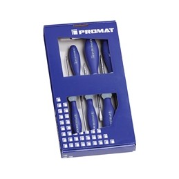  Jeu de tournevis 6 pièces fente/PZD poignée 3 composants Lame/embout 6 pans PROMAT
