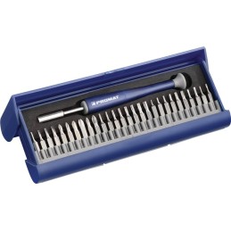 Jeu dembouts pr mécanique de précision 48 in 1 27pces av.doublebits fente/PZD/TX/6 pans 2 supports en boîte de plastique PROMAT 