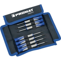 Jeu de tournevis de précision 7pièces 7pces, TX dans pochette nylon av.tête de centrage PROMAT