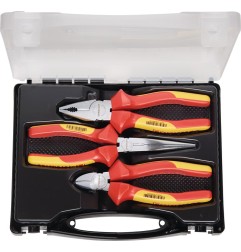 Jeu de pinces 3pces ac gaines bicomp. coff.plast.chr. isolation VDE mallette en plastique PROMAT