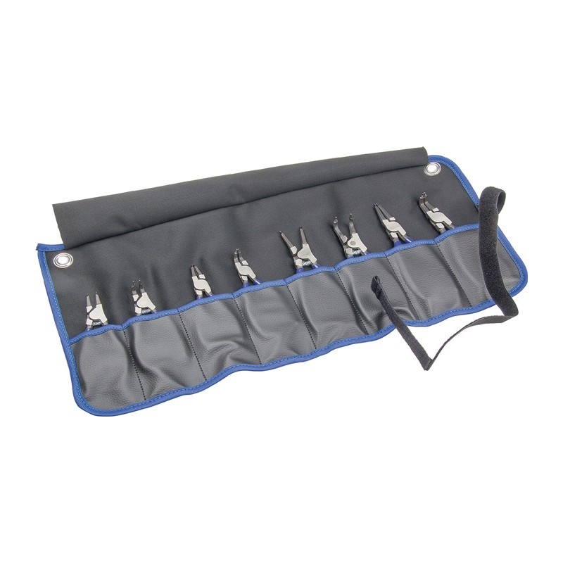 Jeu de pinces pour circlips 8pces dans pochette pliable plage de trav. 10-60mm PROMAT Jeu de pinces pour circlips 8pces dans pochette pliable plage de trav. 10-60mm PROMAT