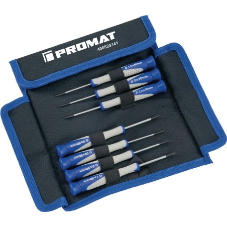 Jeu de tournevis de mécanique précision avec tête de centrage 7 pièces fente / PH dans pochette nylon  PROMAT