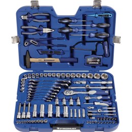 Valise de douilles/d'outillage à main S4000820231 131 pièces avec clés polygonales à cliquet SW 4-32 + 8-19 mm PROMAT