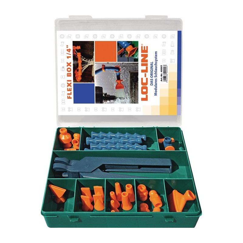 Kit tuyaux pour lubrifiant réfrigérant taille 1/4 po. 29 pièces LOC-LINE Kit tuyaux pour lubrifiant réfrigérant taille 1/4 po. 29 pièces LOC-LINE