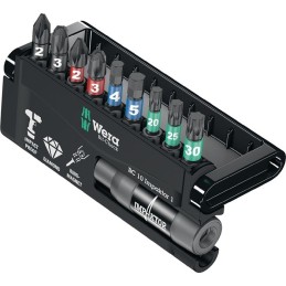 Assortiment d’embouts Bit-Check 10 Impaktor 1 10-pces PH/PZD/T/6pans porte-outils chang.rapide diamanté  WERA