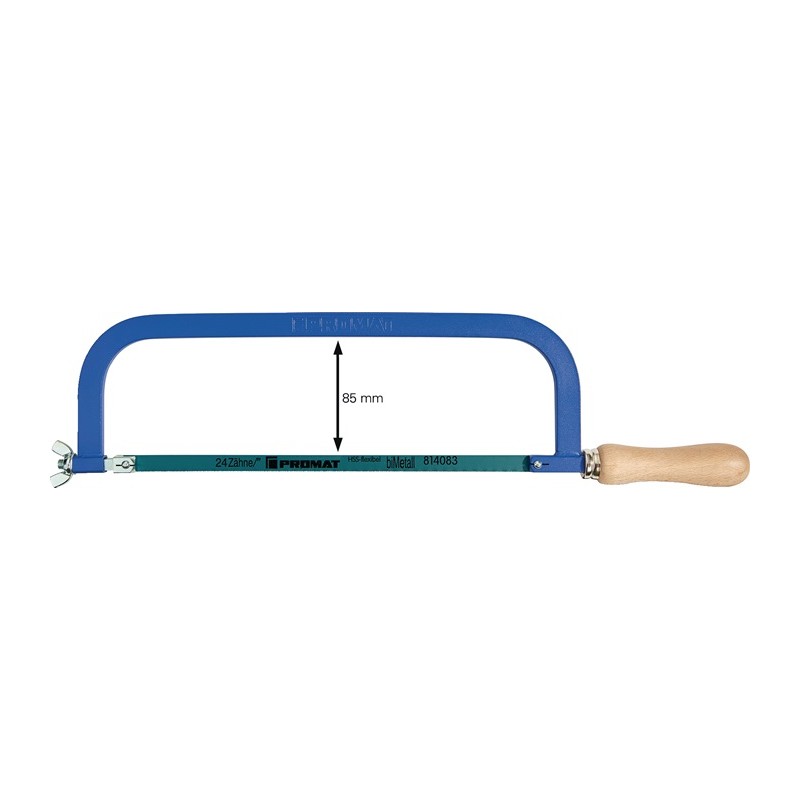 Monture de scie en métal longueur de lame 300 mm 24 dents/po. manche en bois revêtement par poudre PROMAT Monture de scie en métal longueur de lame 300 mm 24 dents/po. manche en bois revêtement par poudre PROMAT