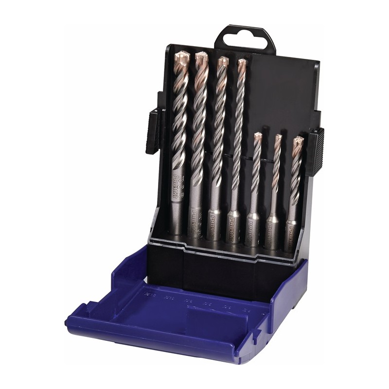 Jeu de forets marteaux Multicutter SDS-Plus 7 pièces SDS-Plus boîte en plastique PROMAT Jeu de forets marteaux Multicutter SDS-Plus 7 pièces SDS-Plus boîte en plastique PROMAT