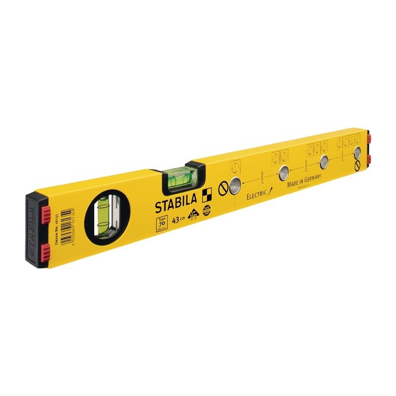 Niveau à bulles 70 Electric 43 cm aluminium jaune ± 0,5mm/m STABILA Niveau à bulles 70 Electric 43 cm aluminium jaune ± 0,5mm/m STABILA