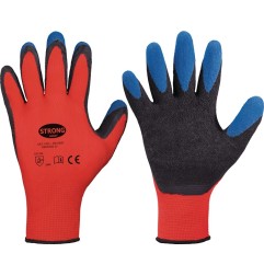 12 paires Gants Tip Grip taille 11 rouge/noir/bleu STRONGHAND