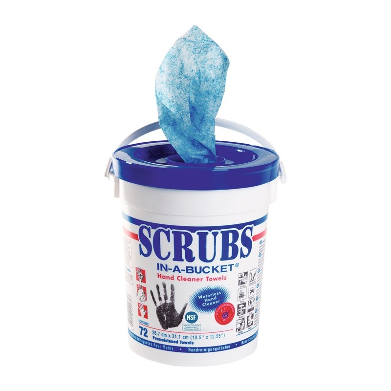 Lingette nettoyante pour les mains sans utilisation deau 72 pièces 1 seau SCRUBS Lingette nettoyante pour les mains sans utilisation deau 72 pièces 1 seau SCRUBS
