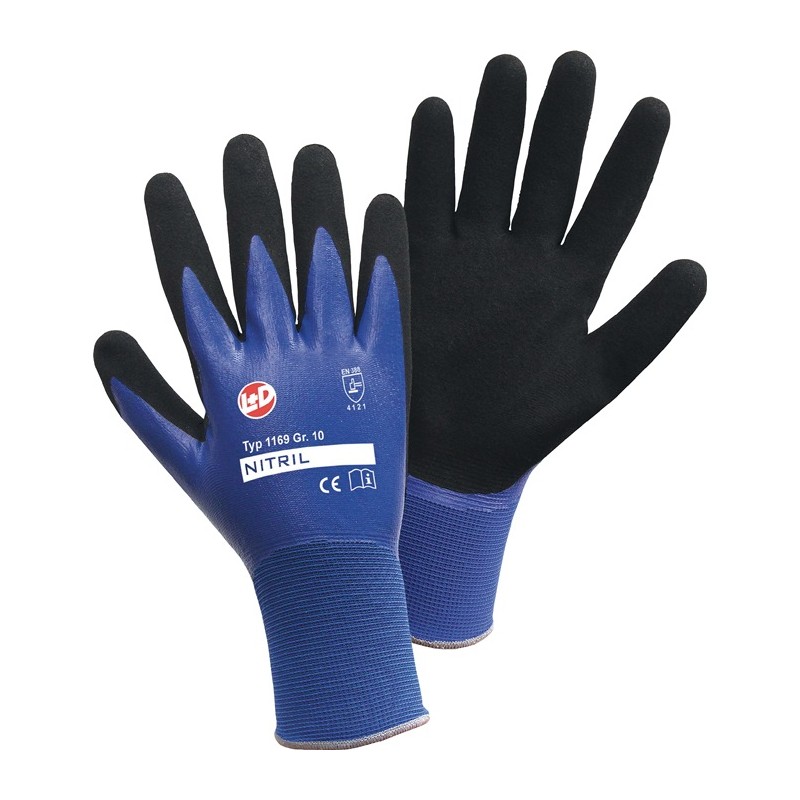 Gants Nitril Aqua taille 8 bleu/noir nylon avec double nitrile EN 388 catégorie EPI II LEIPOLD+DÖHLE Gants Nitril Aqua taille 8 bleu/noir nylon avec double nitrile EN 388 catégorie EPI II LEIPOLD+DÖHLE