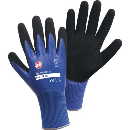 Gants Nitril Aqua taille 8 bleu/noir nylon avec double nitrile EN 388 catégorie EPI II LEIPOLD+DÖHLE
