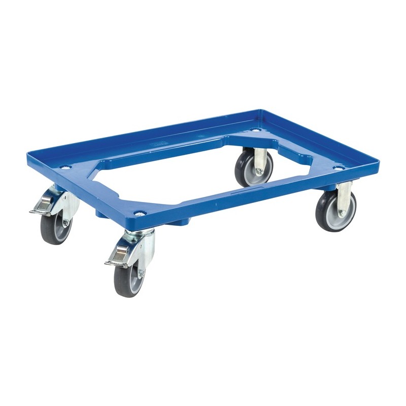 Chariot à caisse capacité charge 250 kg pneus caoutchouc L605xl405 mm plastique bleu ALLIT Chariot à caisse capacité charge 250 kg pneus caoutchouc L605xl405 mm plastique bleu ALLIT