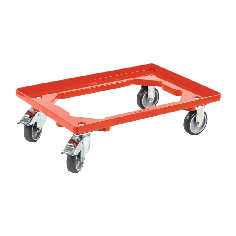 Chariot à caisse capacité charge 250 kg pneus caoutchouc L605xl405 mm plastique rouge ALLIT Chariot à caisse capacité charge 250 kg pneus caoutchouc L605xl405 mm plastique rouge ALLIT